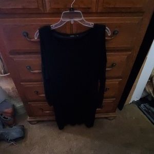 Black cut out shoulder knit dress
